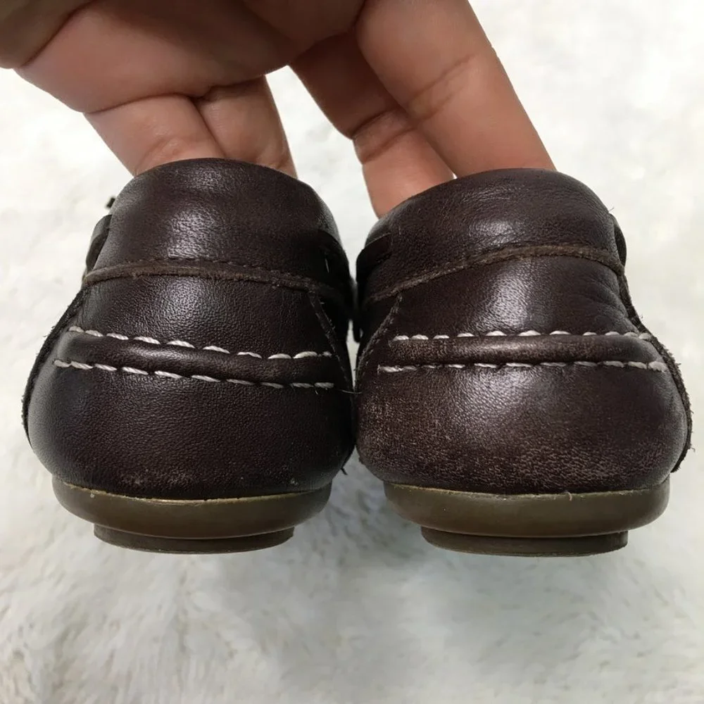 Nanos Toddler Boys Brown Leather Slip On Moccasins Shoes Size 30 / 12.5 US